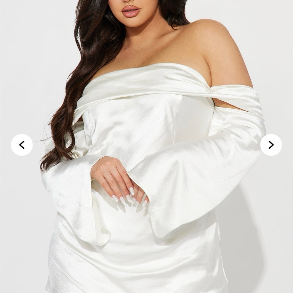 Elegant Off-Shoulder White Satin Dress
